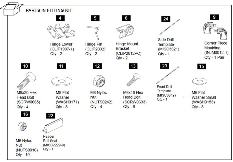 Replacement Vehicle Hinge Kit - VW Amarok 2010-