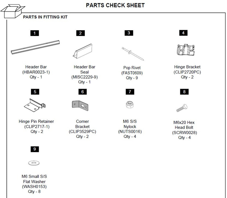 Replacement Vehicle Header Rail Hinge Kit - Mitsubishi Triton MQ/MR 3P 2015-