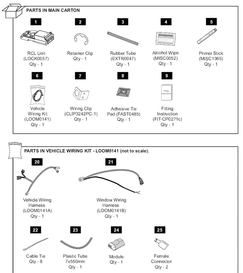 EGR Premium Canopy Rear Door Remote Central Locking Kit - Mazda BT-50 2011-19