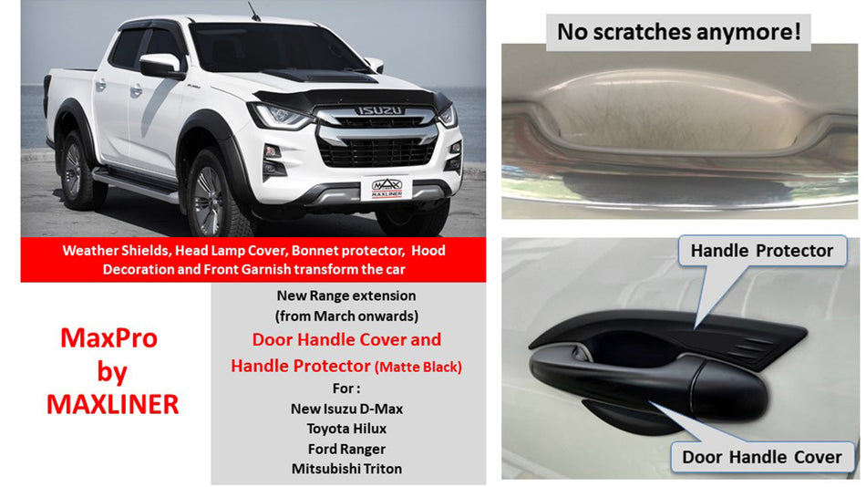 MaxPro Door Handle Protector (surrounding the door handle) Matte Black - Ford Ranger