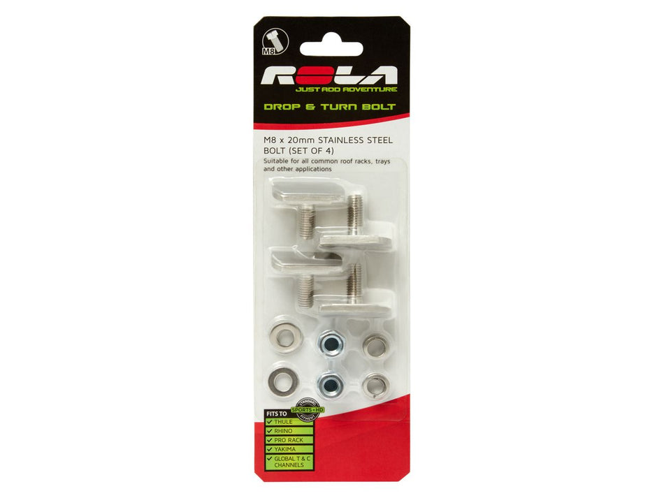 M8 X 20Mm Ss Drop & Turn Bolt And Nut Set - 4 Pack