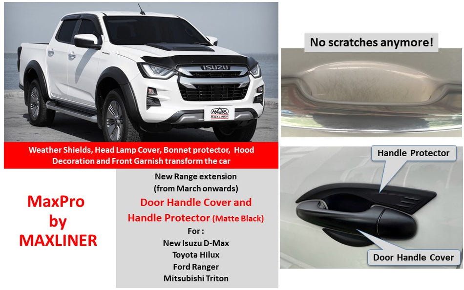 MaxPro Door Handle Protector (surrounding the door handle) Matte Black - Toyota Hilux