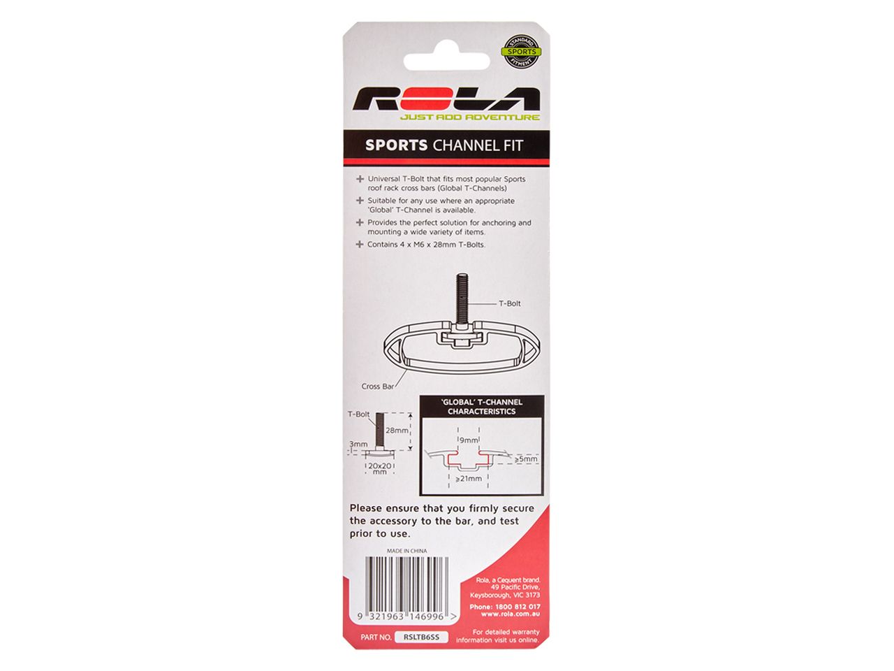 Hardware Pack - Roof Rack Ss T Bolts - 4 Pack