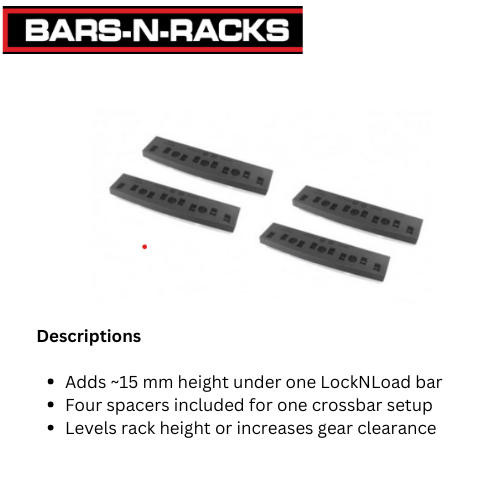 YAKIMA LOCKNLOAD BAR HEIGHT PACKER LEG 4 PACKS HEAVY DUTY 15MM SPACER KIT