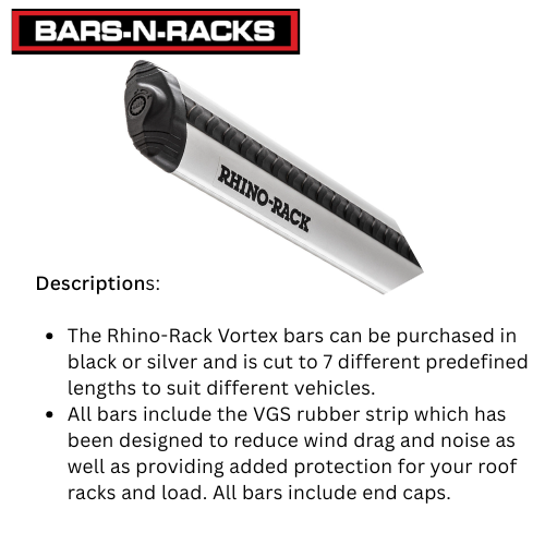 RHINO RACK VORTEX AERODYNAMIC BAR 1065MM SILVER ALUMINIUM HEAVY DUTY CROSSBAR