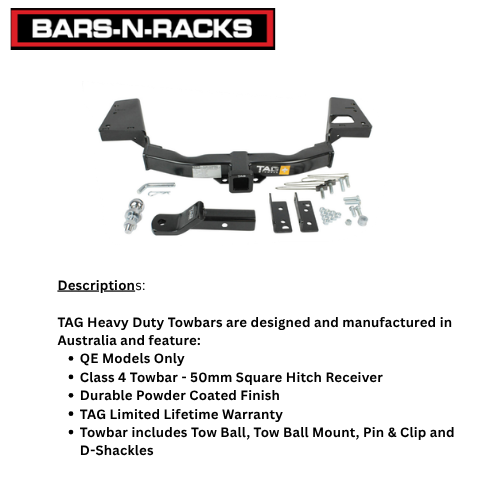 TAG Towbar Heavy Duty for Mitsubishi Pajero Sport (08/2015 - 11/2019) - QE Series Only
