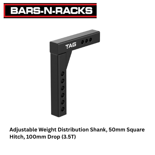 TAG Adjustable Weight Distribution Shank, 50mm Square Hitch, 100mm Drop (3.5T)