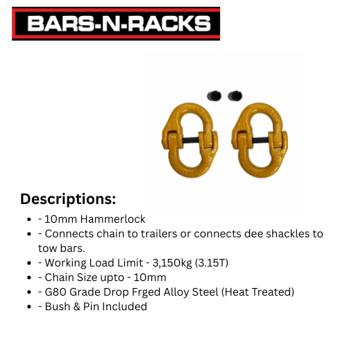 Hammer Lock Chain Connector Kit (Pair) - 10mm - 3,150kg (3.15T) Rated