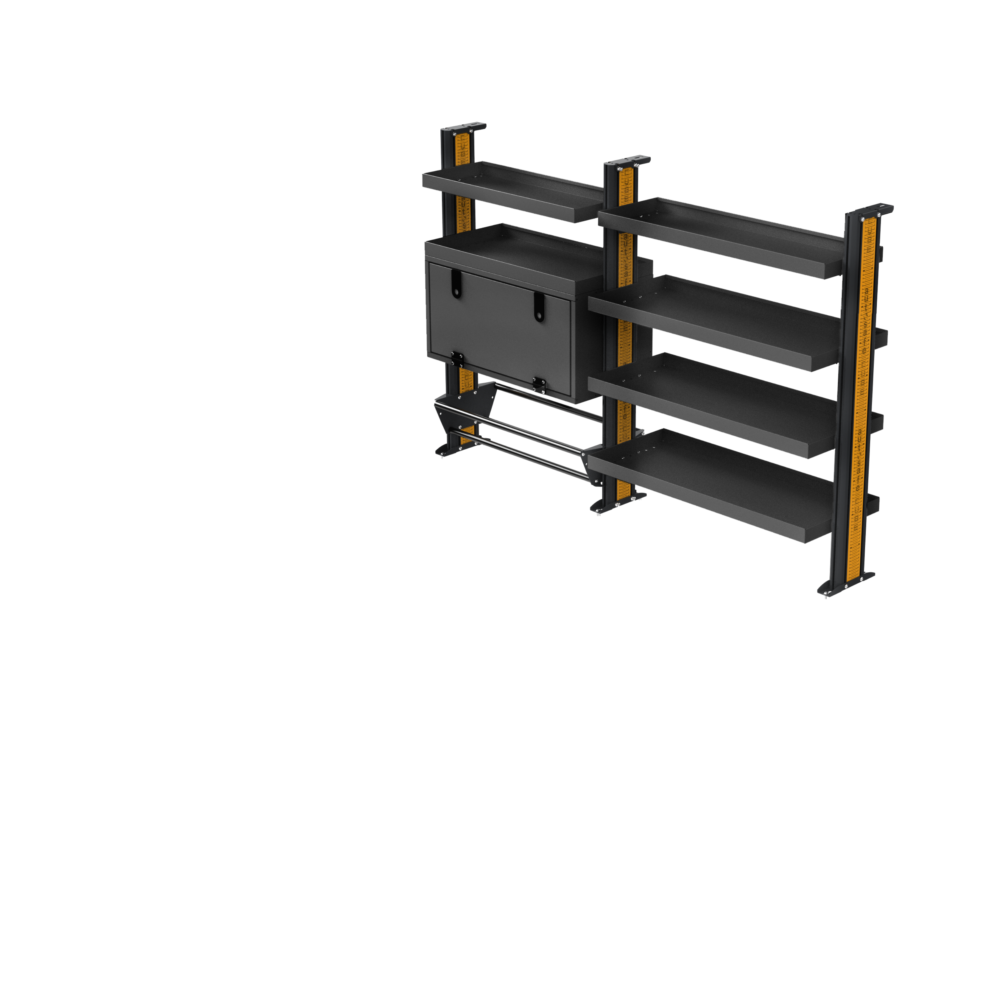 Ford Transit SWB Van Shelving - Full length Driver side variations