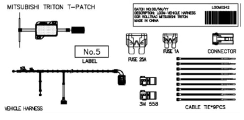 EGR RollTrac Vehicle Loom Kit - Mitsubishi Triton MQ/MR 2015-