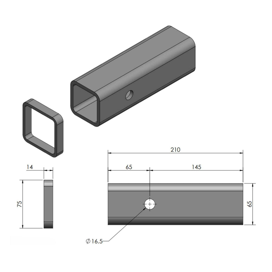 Class 4 Universal Weld In Towbar Hitch Box 50 x 50mm