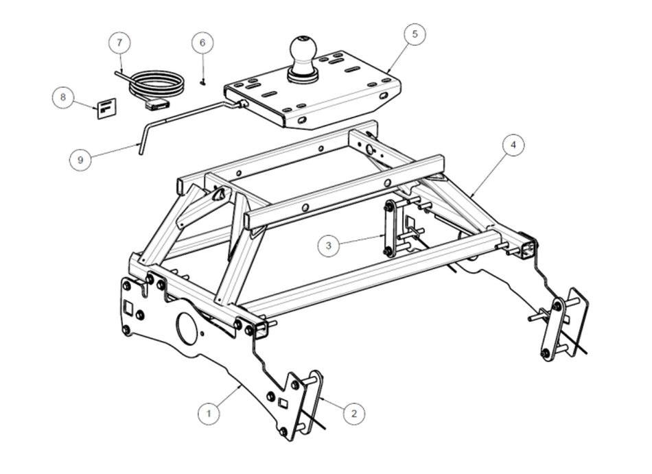 Gooseneck System (Below Bed/ Hide A Goose) to suit Toyota Landcruiser 2D C/C (8/2012 on)