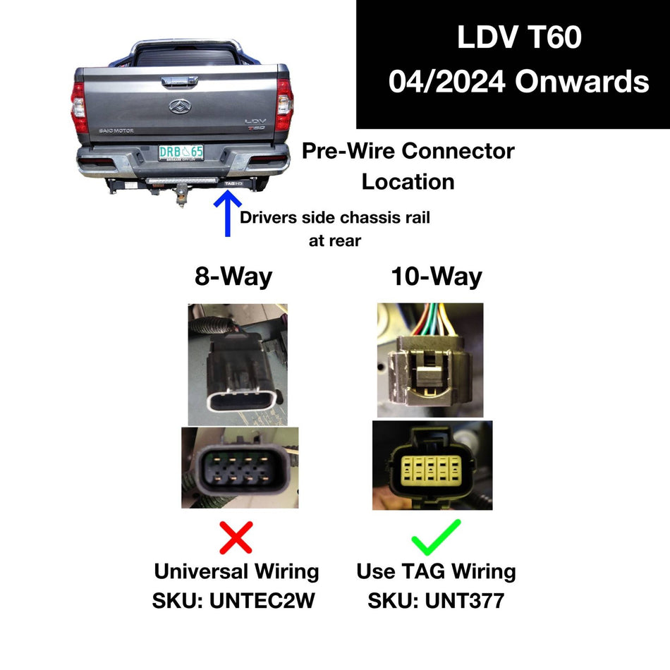 TAG Extreme Recovery Towbar And Wiring Kit For LDV T60 & T60 Max Styleside Tub (03/2024 - On)